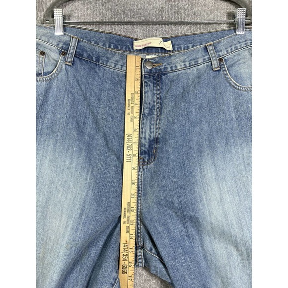 Venezia Rigid‎ Easy Fit Jeans Womens Size 24 Tall Blue Denim Distressed Pockets - Picture 14 of 16
